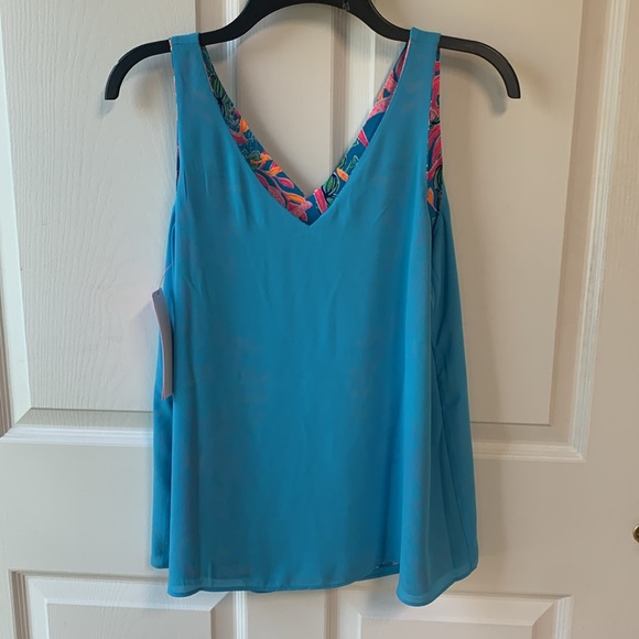 NWT Lilly Pulitzer Florin Sleeveless Reversible Top XS Seaweed Samba Engineer - Picture 7 of 9